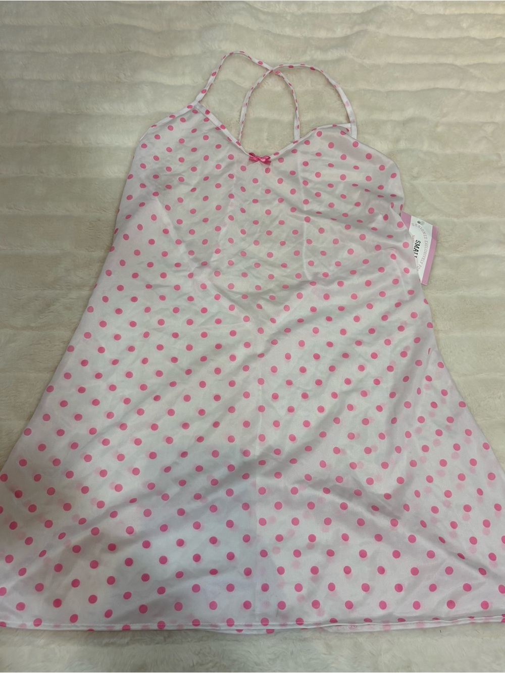 Women’s Pink Polka Dot Spaghetti Strap Dress handmade
